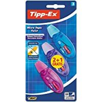 Tipp-Ex Micro Tape Twist Cinta Correctora Blanca 8 m x 5 mm – Colores Surtidos- Blíster de 2+1 Unidades- Con Cabezal…